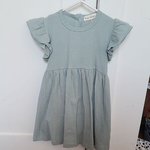 NWT Organic Cotton Soft Blue Ruffle Sleeve Dress